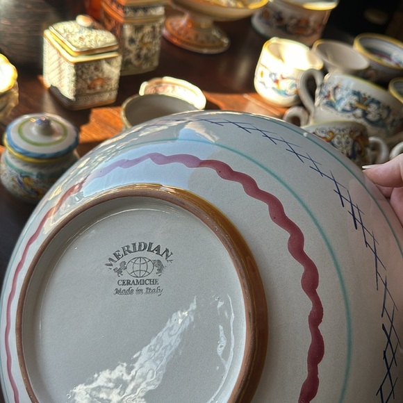 🇮🇹Meridiana ceramiche pottery large salad bowl 13.5” wide Hand painted Italy - Picture 9 of 16